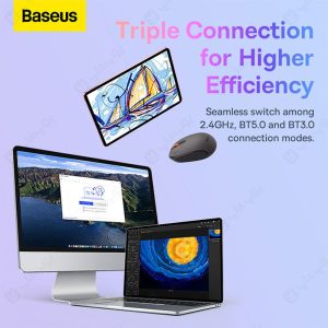 موس بی سیم بیسوس مدل F01B B01055503833 با اتصال بلوتوثی و بی سیم 2.4GHz می باشد.