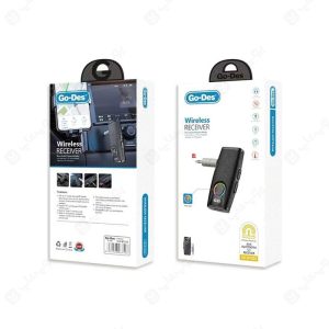 گیرنده بلوتوثی گودس مدل GD-BT203 دارای میکروفن و رابط جک 3.5 میلی متری است.
