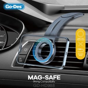هولدر مگنتی گوشی موبایل گودس مدل GD-HD988 با پایه انعطاف پذیر است.