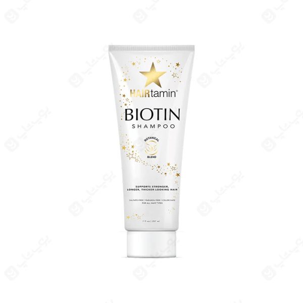 شامپو تقویت کننده، نرم کننده و ضد ریزش موی بیوتین HAIRTAMIN Biotin Shapoo با حجم 207 میلی لیتر