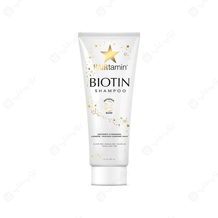 شامپو تقویت کننده، نرم کننده و ضد ریزش موی بیوتین HAIRTAMIN Biotin Shapoo با حجم 207 میلی لیتر