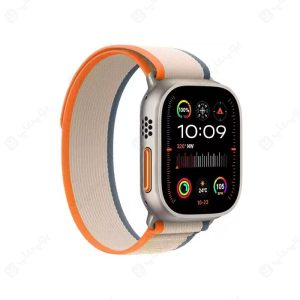 ساعت هوشمند مدل HW69 Ultra 2 نسخه Chat GPT با بند نارنجی است.