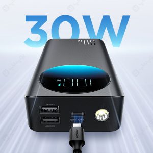پاوربانک 20000mAh جویروم مدل JR-PBF02 با توان حداکثر 30 وات می باشد.