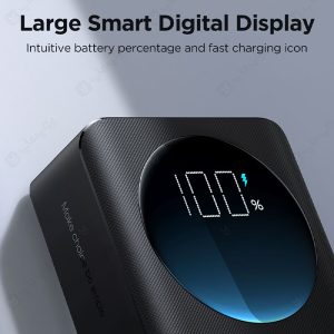 پاوربانک 20000mAh جویروم مدل JR-PBF02 دارای نمایشگر دیجیتال است.
