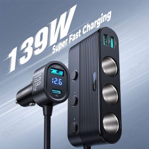 شارژر فندکی 7 پورت 139W جویروم مدل JR-CCL01 با توان خروجی 139 وات در مجموع است.