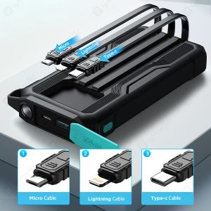 پاوربانک 10000mAh جویروم مدل JR-L016 دارای 3 کابل خروجی می باشد.
