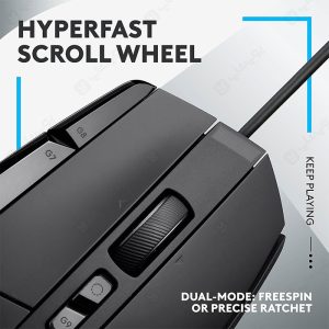 موس سیمی گیمینگ لاجیتک مدل G502 X با اسکرول دارای سرعت بالا است.
