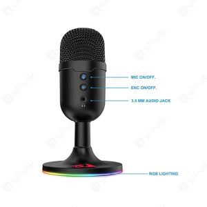 میکروفن گیمینگ ردراگون مدل GM303 با کلید کنترل آسان می باشد.
