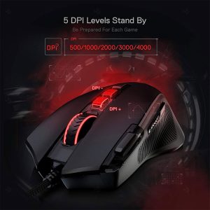 موس گیمینگ سیمی ردراگون مدل M612 Predator با 5 حالت دقت قابل تنظیم است.