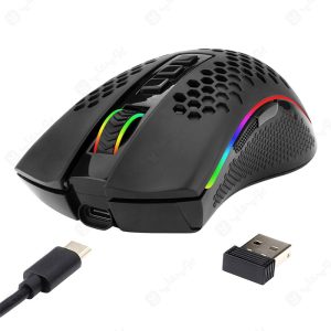موس بی سیم گیمینگ ردراگون مدل M808 STORM PRO با اتصال سیمی و بی سیم است.