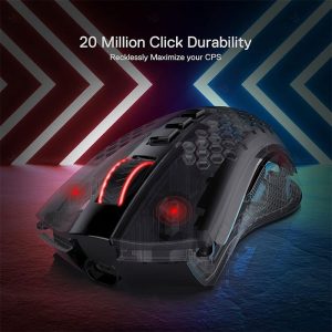 موس بی سیم گیمینگ ردراگون مدل M808 STORM PRO با کلید های دارای عمر مفید بالا است.