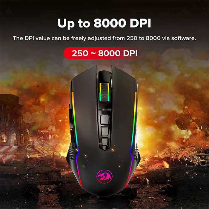 موس گیمینگ بی سیم ردراگون مدل M910-KS RANGER LITE با دقت قابل تنظیم است.