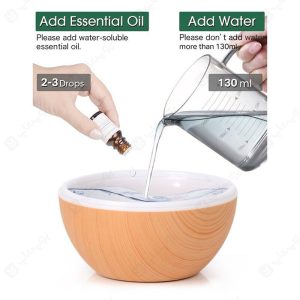 دستگاه بخور ساز و خوشبو کننده التراسونیک مدل Aroma Diffuser Humidifier با مخزن 130 میلی لیتری است.