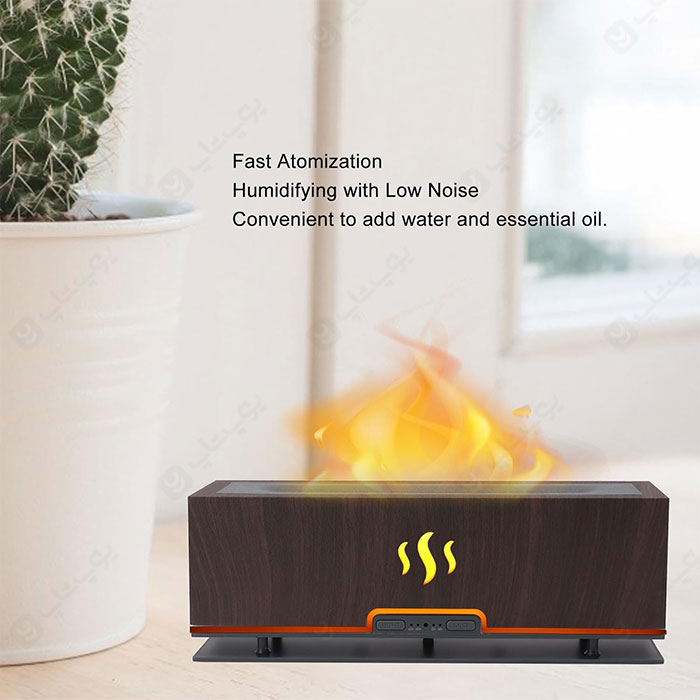 دستگاه بخور ساز التراسونیک مدل Flame Aroma Diffuser قابل استفاده برای انتشار بوی مطبوع است.