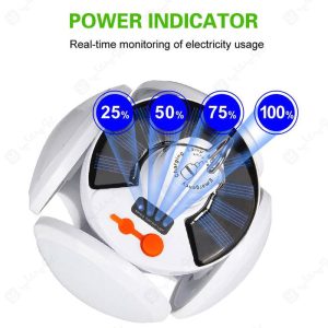 چراغ کمپینگ خورشیدی قابل حمل تاشو مدل 2029 دارای نشانگر LED 4 تایی می باشد.