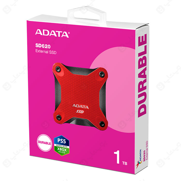 هارد اکسترنال SSD ای دیتا مدل SD620 ظرفیت 1 ترابایت در بسته بندی مناسب قرار دارد.