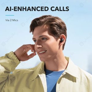 هندزفری بلوتوثی انکر مدل A20i دارای میکروفون 2 تایی برای مکالمه شفاف تر است.