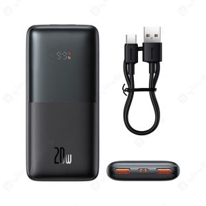 پاوربانک 10000mAh بیسوس مدل Bipow Pro PPBD04020 دارای کابل USB به تایپ C داخل پک محصول است.