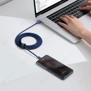 کابل شارژ 100 وات تایپ C به تایپ C بیسوس مدل CAJY000603 به طول 1.2 متر مناسب برای انتقال داده است.
