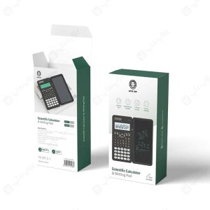 ماشین حساب علمی و رایتینگ پد گرین لاین به همراه قلم مدل GNSCALWPAD در بسته بندی مناسب قرار دارد.