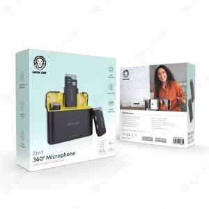 میکروفن یقه ای دوتایی تایپ C و لایتنینگ گرین لاین مدل GN2IN1MIC360D دارای باتری قدرتمند است.