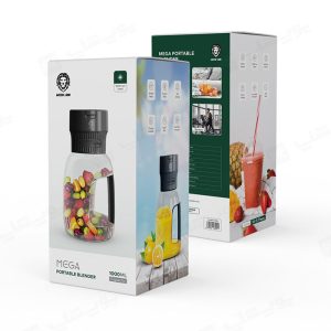 مخلوط کن شارژی 1000 میلی‌لیتر گرین لاین مدل Mega در بسته بندی مناسب قرار دارد.
