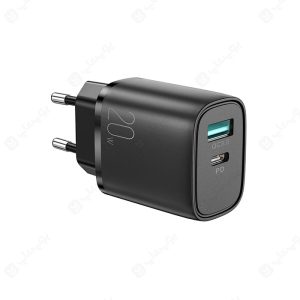 شارژر دیواری 20 وات جویروم مدل L-QP2011 در رنگ بندی مشکی است.