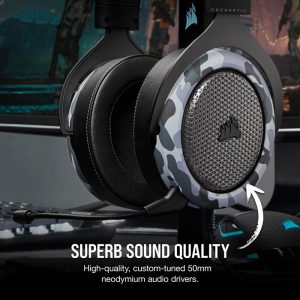 هدست گیمینگ سیمی کورسیر مدل HS60 HAPTIC ساخته شده با کیفیت بالا است.