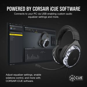 هدست گیمینگ سیمی کورسیر مدل HS60 HAPTIC با نرم افزار برای شخصی سازی قابلیت ها است.