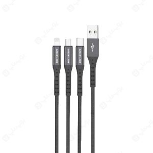 کابل USB به تایپ C، لایتنینگ و میکرو USB گرین لاین مدل GN3IN1BCC به طول 1.2 متر