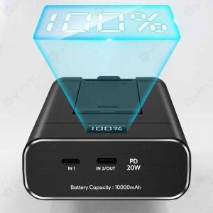 پاوربانک 10000mAh و پایه نگهدارنده تاشو گرین لاین مدل GNFLDPBST دارای نمایشگر دیجیتال است.