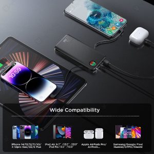 پاوربانک 10000mAh جویروم مدل JR-L014 قابل استفاده برای شارژ 4 دیوایس همزمان می باشد.