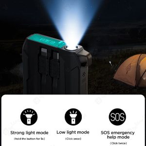 پاوربانک 20000mAh جویروم مدل JR-L018 دارای چراغ قوه است.