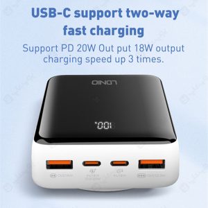 پاوربانک مگنتی 20000mAh فست شارژ الدینیو مدل PQ18 با امکاناتی نظیر حفاظت در برابر ورود ولتاژ اضافی امنیت شلرژ دستگاه ها را تضمین می کند