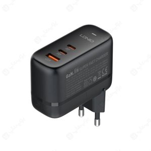 شارژر دیواری 65W GaN الدینیو مدل Q366 با کابل تایپ C به طول 1 متر دارای 3 عدد پورت خروجی است.