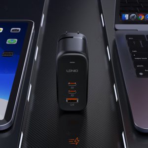 شارژر دیواری 65W GaN الدینیو مدل Q366 با کابل تایپ C به طول 1 متر قابل استفاده برای شارژ باتری لپ تاپ تا توان 65 وات می باشد.