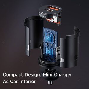 شارژر فندکی 33 وات مک دودو مدل CC-232 در ابعاد فشرده است.