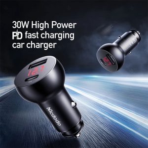 شارژر فندکی 30 وات مک دودو مدل CC-681 با قابلیت شارژ سریع تا توان 30 وات است.