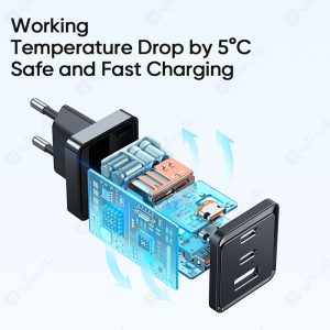 شارژر دیواری 67 وات مک دودو مدل CH-154 با کابل تایپ C به لایتنینگ دارای پروتکل های امنیتی مطمئن است.