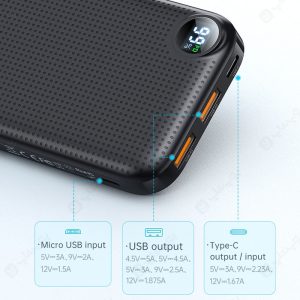 پاوربانک 20000mAh مک دودو مدل MC-716 دارای 2 پورت ورودی و 3 پورت خروجی است.