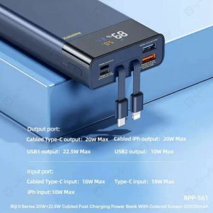 پاوربانک 20000mAh ریمکس مدل RPP-561 با امکان شارژ 4 دستگاه همزمان است.