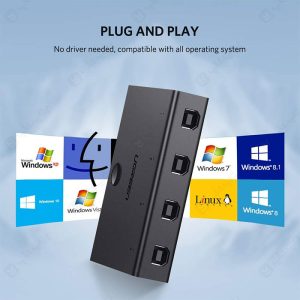 هاب سوئیچ 4 در 1 پورت 2.0 USB دستی یوگرین مدل 30346 US158 بدون نیاز به نصب درایور قابل استفاده است.