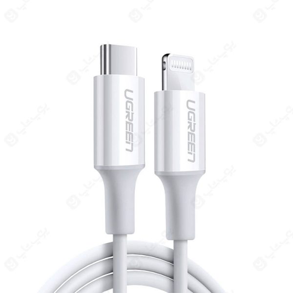 کابل Type-C به Iphone Lightning یوگرین مدل 60749 US171 به طول 2 متر در رنگ بندی سفید است.