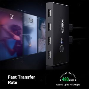 هاب سوئیچ 2 در 4 پورت USB 2.0 دستی یوگرین مدل 30767 US216 با سرعت انتقال داده تا 480 مگابیت بر ثانیه می باشد.