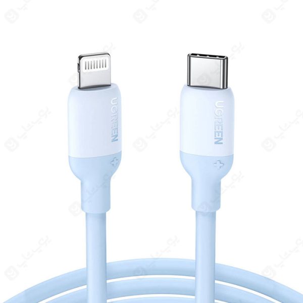 کابل Type C به Iphone Lightning یوگرین مدل 20313 US387 به طول 1 متر در رنگ بندی آبی روشن است.