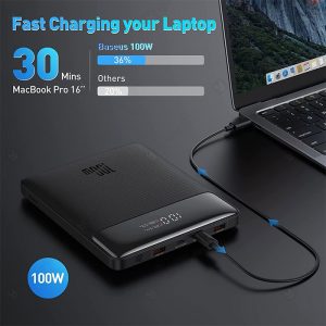 پاوربانک 20000mAh لپ تاپ بیسوس مدل Blade PPBLD100-X دارای قابلیت شارژ سریع پل تاپ می باشد.