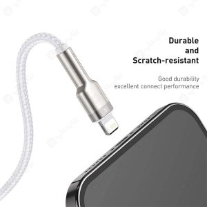 کابل شارژ USB به لایتنینگ بیسوس مدل CALJK-A به طول 1 متر مقاوم در برابر خراشیدگی می باشد.