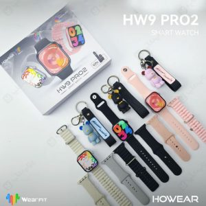ساعت هوشمند هویر مدل HW9 PRO 2 دارای بسته بندی مناسب و بند اضافی است.
