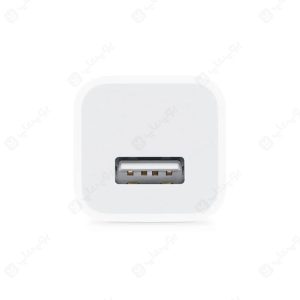 شارژر دیواری 5W اورجینال اپل مدل MB707ZM/B دارای پورت خروجی USB می باشد.