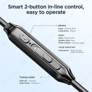 هندزفری سیمی جویروم مدل JR-EW02 دارای کنترلر اینلاین است.